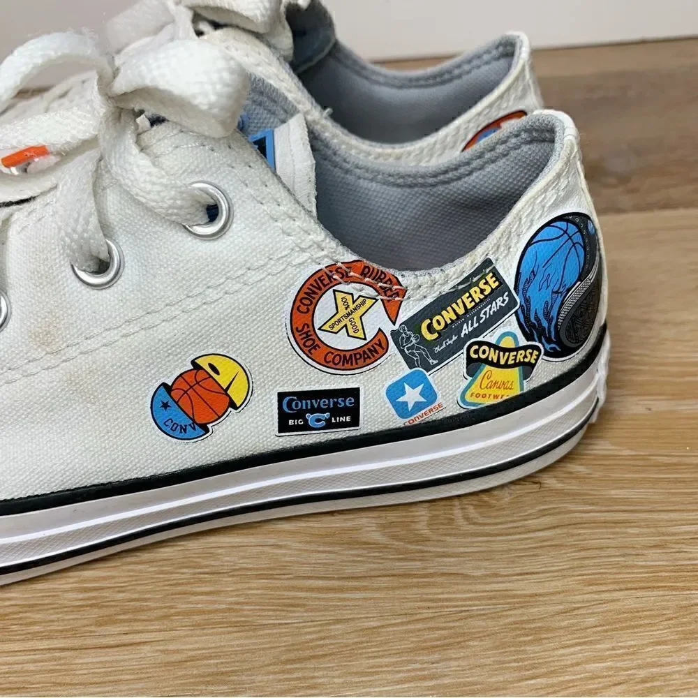 Converse Chuck Taylor Kids Size 3 All Star Logo White Canvas Low Top Sneakers